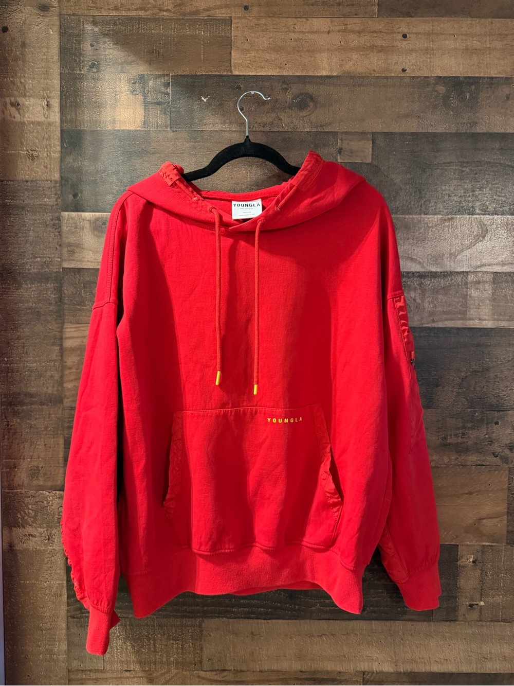 YoungLA Red Hooded Pullover Sweatshirt